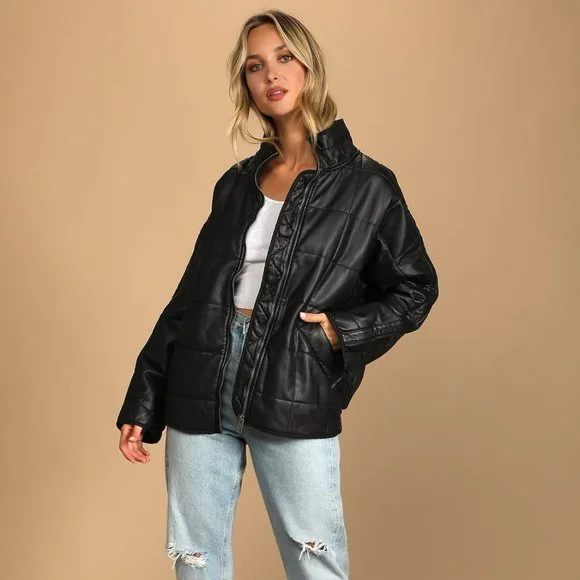 Free People Dolman Quilted Vegan Leather Jacket - Picture 4 of 9